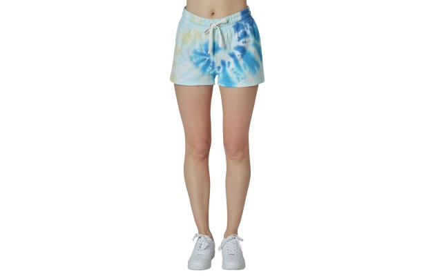  Juniors’ Tie-Dye Sweat Shorts, Blue, Small