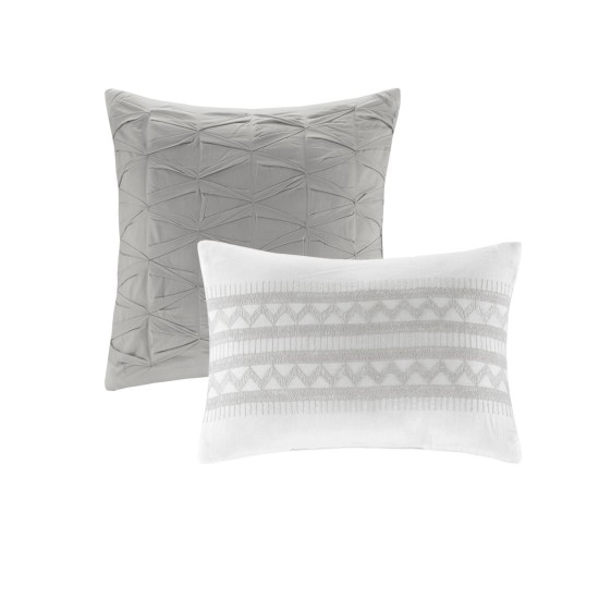  Paloma Full/Queen 5 Piece Cotton Comforter Set, Grey