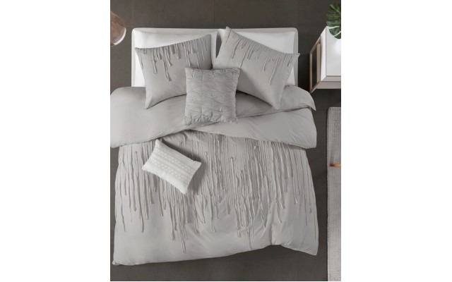  Paloma Full/Queen 5 Piece Cotton Comforter Set, Grey