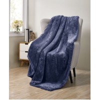 VCNY Home Avery Pure Plush Throw Blanket Navy, 50×60