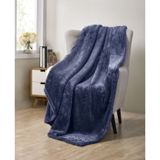 VCNY Home Avery Pure Plush Throw Blanket Navy, 50×60