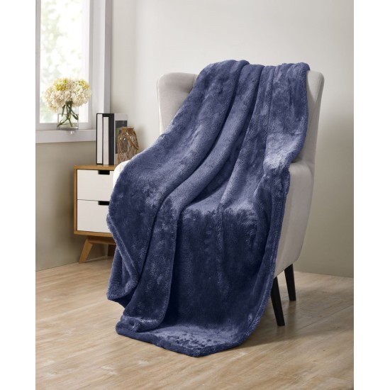 Home Avery Pure Plush Throw Blanket Navy, 50×60