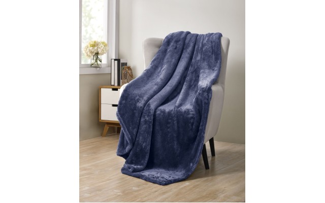  Home Avery Pure Plush Throw Blanket Navy, 50×60