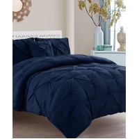 Vcny Home Carmen 3-Pc. Ruched Queen Duvet Cover Set Bedding, Navy