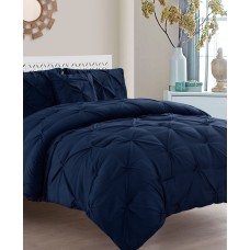 Vcny Home Carmen 3-Pc. Ruched Queen Duvet Cover Set Bedding, Navy