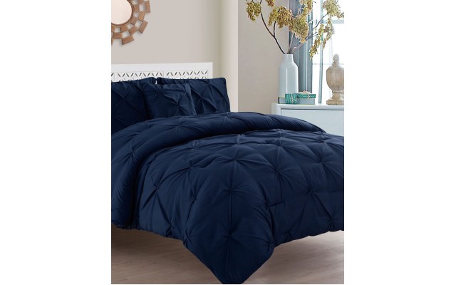  Home Carmen 3-Pc. Ruched Queen Duvet Cover Set Bedding, Navy