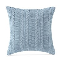 VCNY Home Dublin Cable Knit Cotton Decorative Pillow, 18 x 18, Blue, 18