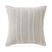 VCNY Home Dublin Cable Knit Cotton Decorative Pillow, 18 x 18, White, 18