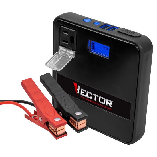 Vector 800 Peak AMP Jump Starter, Inverter and Portable Power Pack, Black