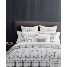 Vera Wang Shibori Grid White Duvet Cover Set, King