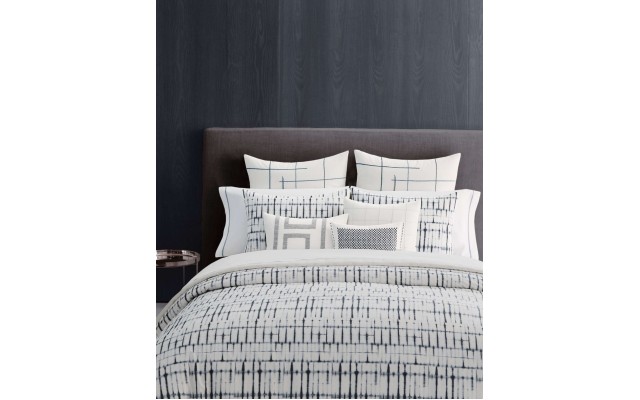 Shibori Grid White Duvet Cover Set, King