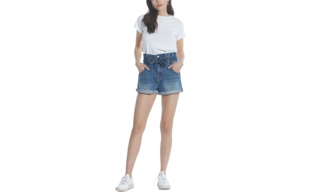  Paperbag Shorts, Dark Wash, 27