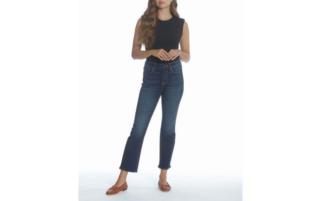  Women’s High Rise Cropped Bootcut Jean, Navy, 28