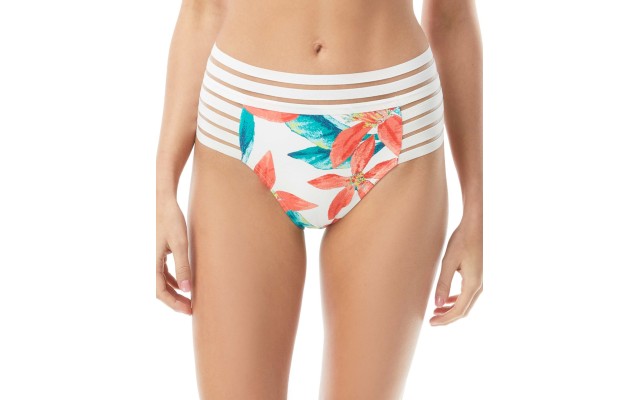  Mesh Elastic High-Waist Bikini Bottoms, X-Small, Multicolor