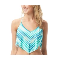 Vince Camuto Printed Point Hem Bikini Top, Blue, S
