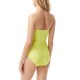  Spliced Printed Bandeau One-Piece Swimsuit, 14,Yellow