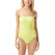  Spliced Printed Bandeau One-Piece Swimsuit, 14,Yellow