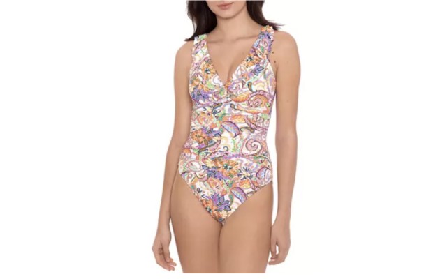 Women S Lauren Ralph Lauren  Majestic Paisley Ruffle One Piece Swimsuit, Multi, 14