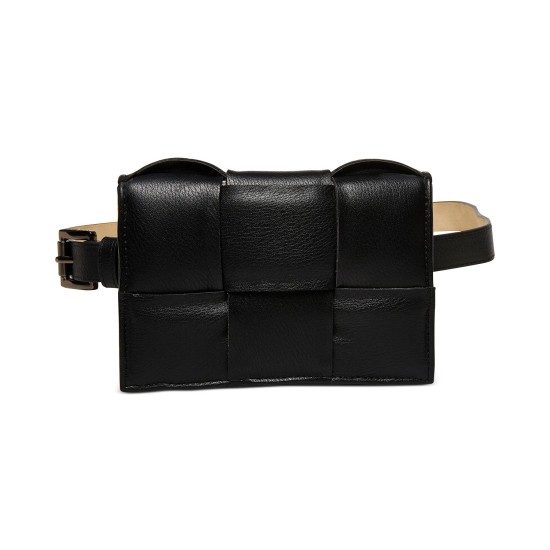 Women’s Oversized Woven Belt Bag, Black