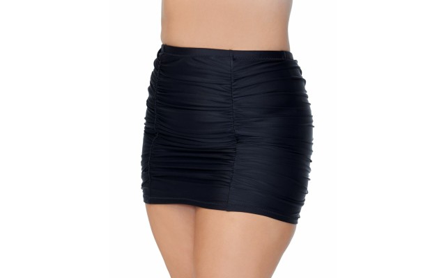 Women’s Raisins Curve Plus Size Alicante Solids Costa Skirt Swim Bottom, Black, 14W