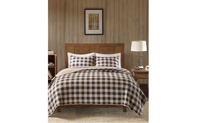  Buffalo Check Reversible 3-Pc. Oversized King/California King Quilt Mini Set, Tan