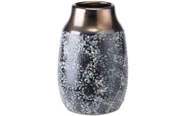  Stoneware Metal Large Vase, Grey