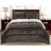 3 -piece  108267 Reversible Faux Fur and Sherpa Comforter, Chocolate, King
