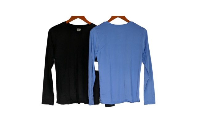  Women’s Top  Ladies’ Long Sleeve Air Mesh Tee 2-Pack Blue/Black, Blue- Black, 2 Pack Medium