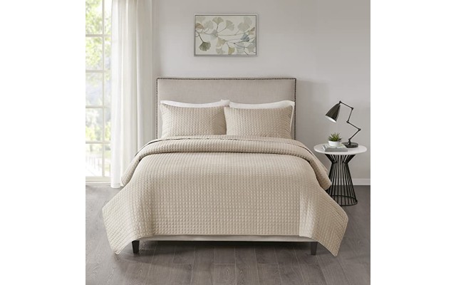  Otto King/California King 3 Piece Coverlet Set, khaki