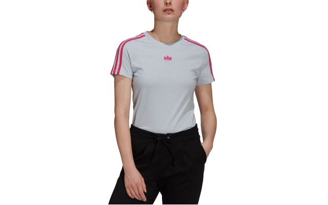  Originals Women’s Cotton Trefoil Slim T-Shirt, Blue, Small