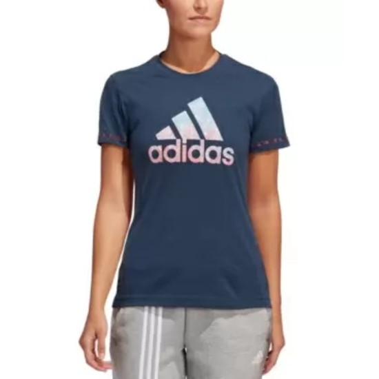  Women’s Badge of Sport Cotton Logo T-Shirt, Navy, Large