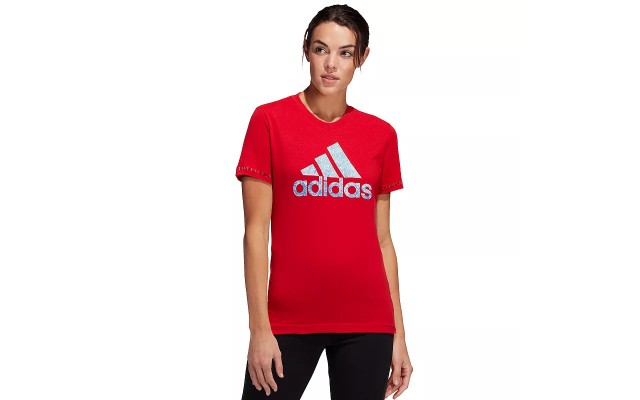  Women’s Badge of Sport Cotton Logo T-Shirt, Red, X-Small