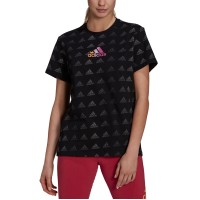 Adidas Women’s Cotton Essentials Boyfriend-Fit Gradient-Logo T-Shirt, Black, Large