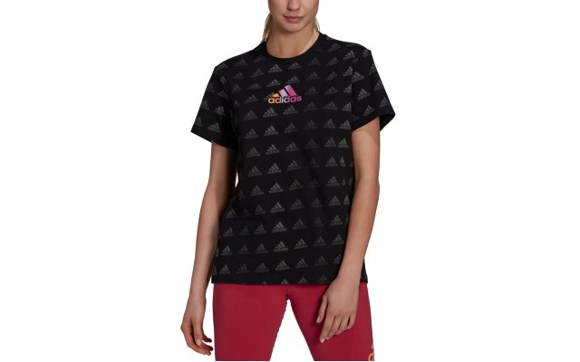 Adidas Women’s Cotton Essentials Boyfriend-Fit Gradient-Logo T-Shirt, Black, Small