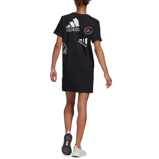  Women’s Cotton Logo T-Shirt Dress, Black, Small