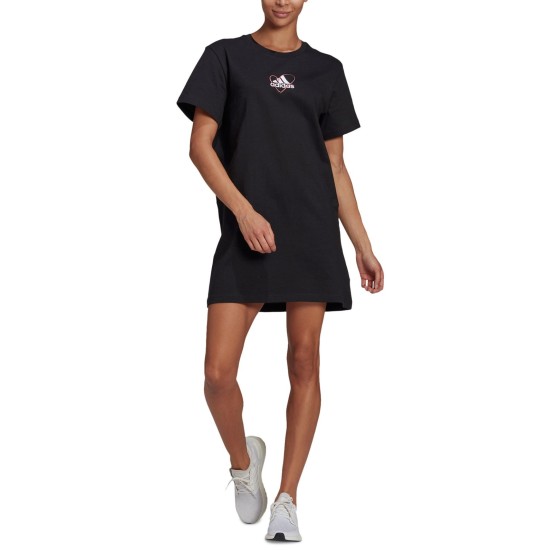  Women’s Cotton Logo T-Shirt Dress, Black, Small