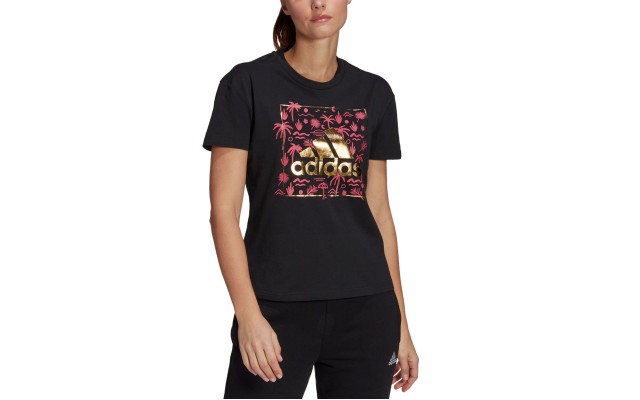  Women’s Cotton Logo-Graphic T-Shirt, Black, X-Small