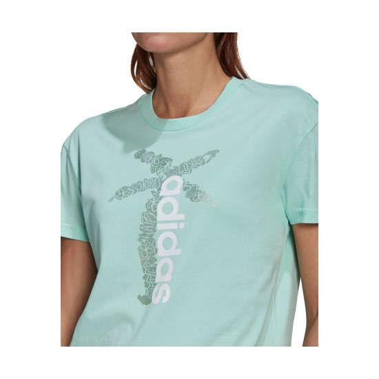  Women’s Cotton Palm Tree-Graphic T-Shirt, Mint, Small