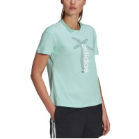 Adidas Women’s Cotton Palm Tree-Graphic T-Shirt, Mint, Medium