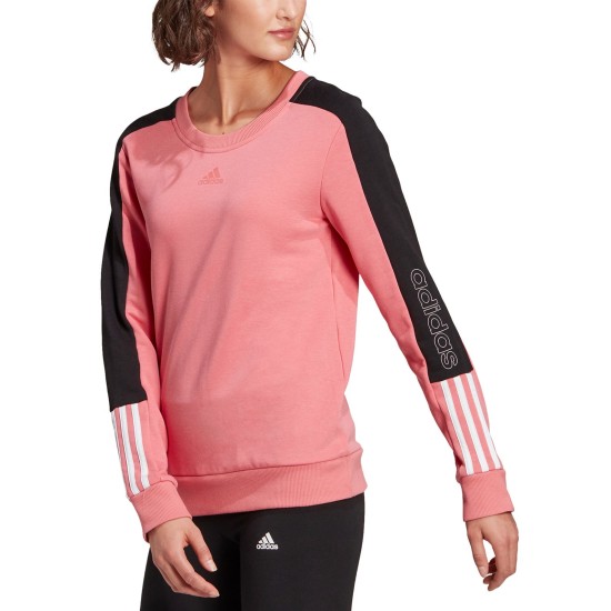  Women’s Essentials Colorblocked Sweatshirt, Pink, Medium
