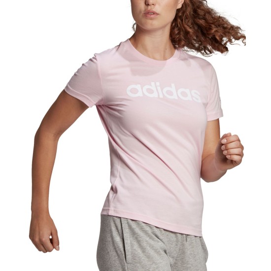  Women’s Essentials Cotton Linear Logo T-Shirt,Pink, Medium