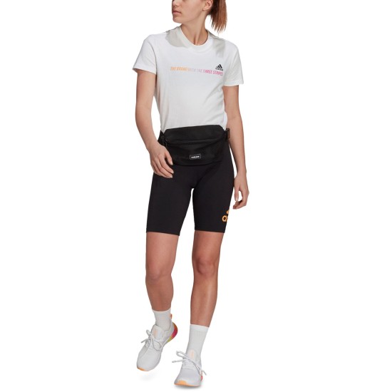  Womens Essentials Gradient-Logo Bike Shorts, Black, X-Small