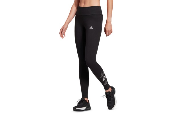  Women’s Essentials Stacked Logo High-Rise Full Length Leggings, Black, Medium