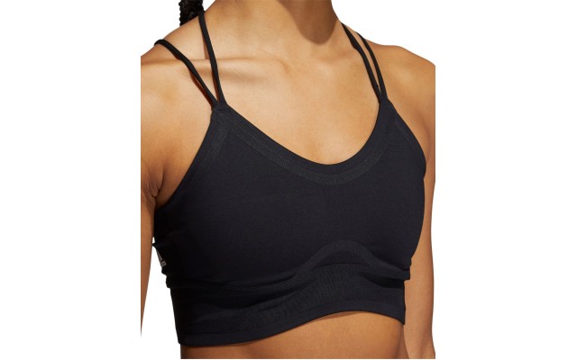  Women’s Longline Yoga Low Impact Sports Bra, Black, Large