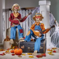 Animated Dueling Banjo Skeletons Light-Up LED Eyes