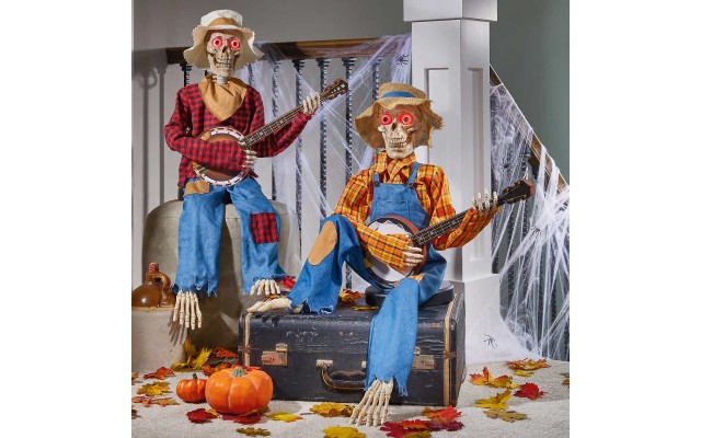 Animated Dueling Banjo Skeletons Light-Up LED Eyes
