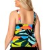  Plus Size Printed Twist Front Underwire Tankini Top, Multi, 22W