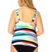  Plus Size Printed Underwire Tankini Top, 16W, Multicolor