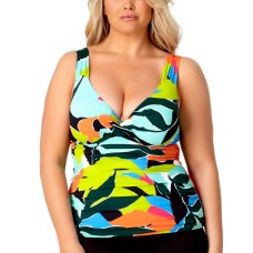 Anne Cole Plus Size Printed Twist Front Underwire Tankini Top, Multi, 22W