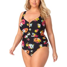 Anne Cole Plus – Sweetheart U Trim One Piece Swimsuit, Multi, 18W